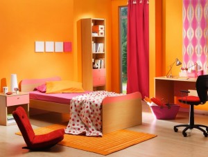 Использование в интерьере детской комнаты оранжевого цвета