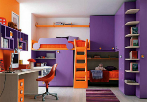 Детская комната, оформленная в сиреневом цвете